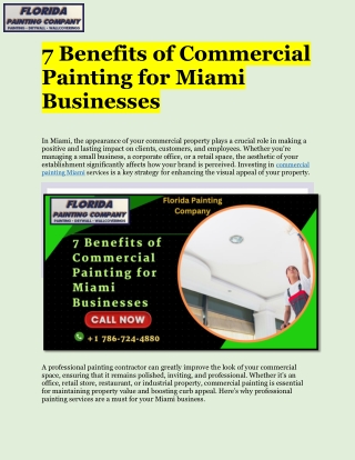 7 Benefits of Commercial Painting for Miami Businesses