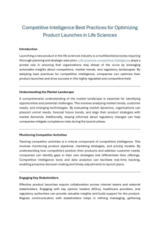 Competitive Intelligence Best Practices for Optimizing Product Launches in Life Sciences