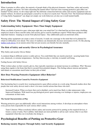 Safety and security First: The Emotional Effect of Wearing Protective Equipment