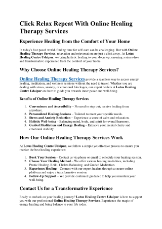 Click Relax Repeat With Online Healing Therapy Services