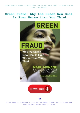 READ Books Green Fraud Why the Green New Deal Is Even Worse than You Think