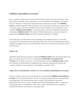 Exhibition stand builders in Germany