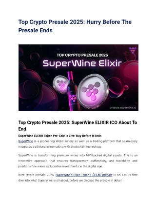 Top Crypto Presale 2025_ Hurry Before The Presale Ends