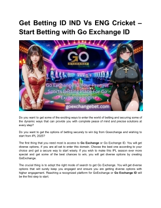 Get Betting ID IND Vs ENG Cricket – Start Betting with Go Exchange ID