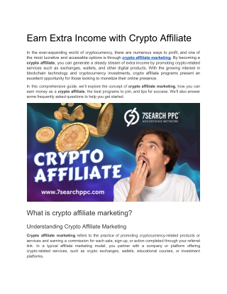 Earn Extra Income with Crypto Affiliate