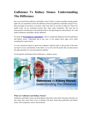 Diffrence Between Gallstones Vs Kidney Stones