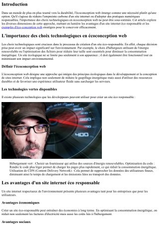 L'importance des choix technologiques en écoconception web