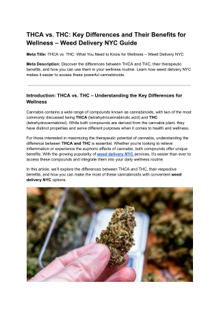 THCA vs. THC: Key Differences and Their Benefits for Wellness – Weed Delivery NY