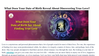 What Does Your Date of Birth Reveal About Discovering True Love_