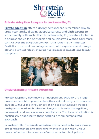 Private Adoption Lawyers in Jacksonville, FL | Adoption USA