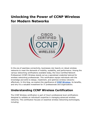Unlocking the Power of CCNP Wireless for Modern Networks