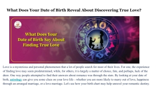 What Does Your Date of Birth Reveal About Discovering True Love_
