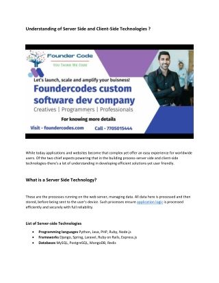 Understanding of Server Side and Client-Side Technologies