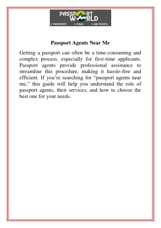 Passport Agents Near Me