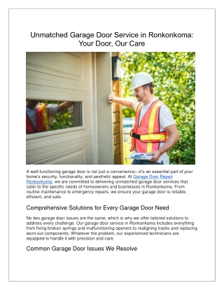 Ronkonkoma’s Go-To Team for Top Garage Door Service