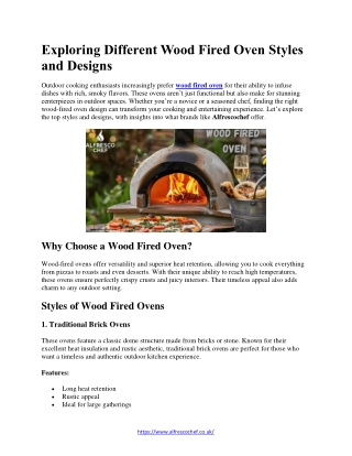 Exploring Different Wood Fired Oven Styles and Designs
