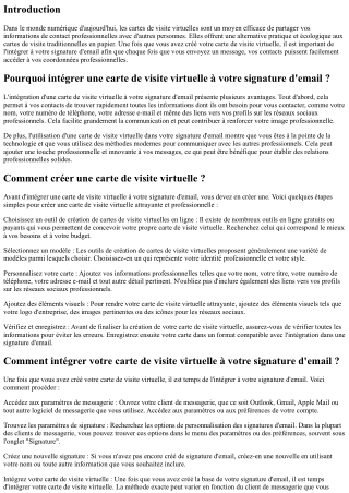 Comment intégrer votre carte de visite virtuelle à votre signature d'email ?