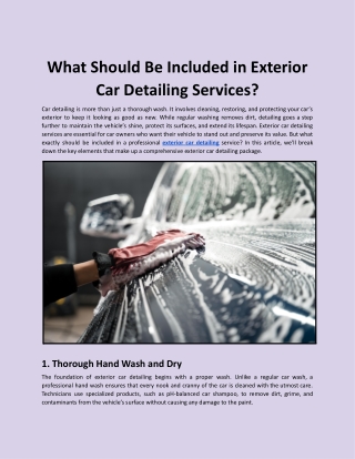 What Should Be Included in Exterior Car Detailing Services