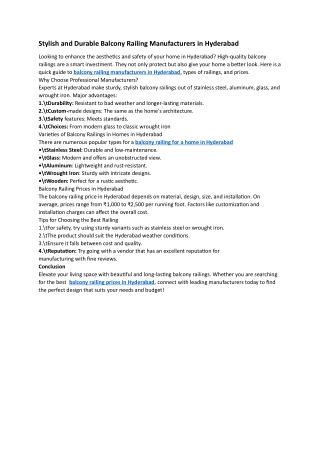 Balcony Railing Manufacturers in Hyderabad - SUN RAILING HYDERABAD