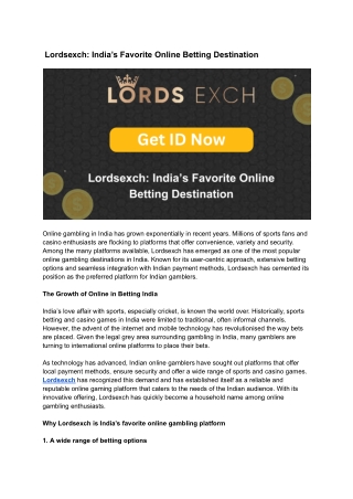 Lordsexch_ India’s Favorite Online Betting Destination