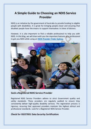 A Simple Guide to Choosing an NDIS Service Provider