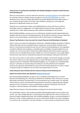 Physician Email Marketing List