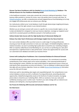 Nurses Email Marketing List