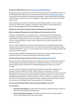 Pharmaceutical Email Marketing List