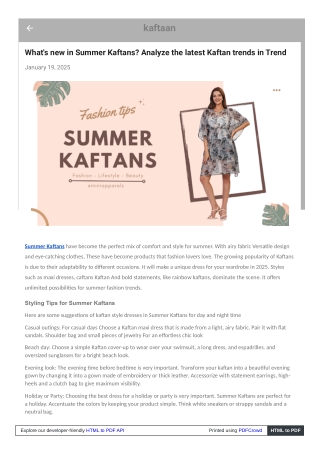 Top Summer Kaftans by Mini Apparels for Every Occasion