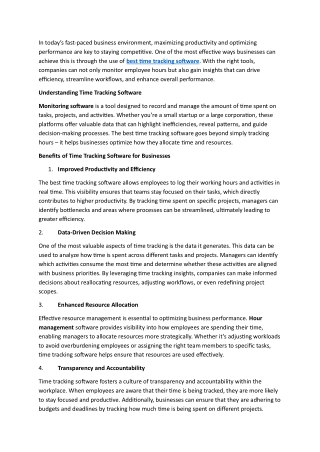 Boosting Efficiency with the Best Time TraDiscover how the best time tracking software can boost productivity, optimize