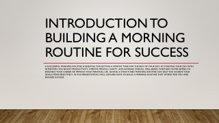 Introduction to Building a Morning Routine for Success