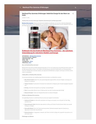 ManHood Plus Gummies Erfahrungen