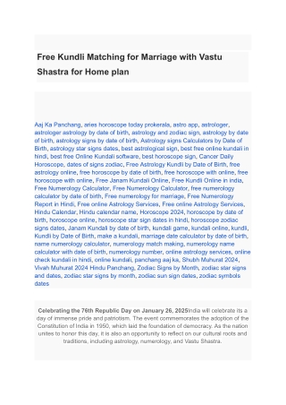 Free Kundli Matching for Marriage with Vastu Shastra for Home plan