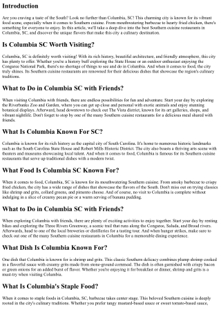 Taste of the South: Southern Cuisine Restaurants in Columbia, SC