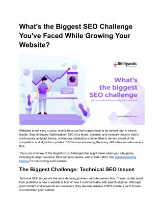 What's the Biggest SEO Challenge You've Faced While Growing Your Website