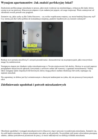 Wynajem mieszkań: Jak znaleźć idealny apartament?
