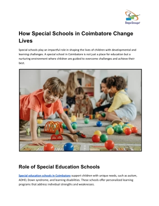 How Special Schools in Coimbatore Change Lives