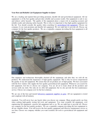 Your Best and Reliable Lab Equipment Supplier in Qatar