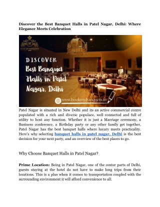 Discover the Best Banquet Halls in Patel Nagar, Delhi_ Where Elegance Meets Celebration
