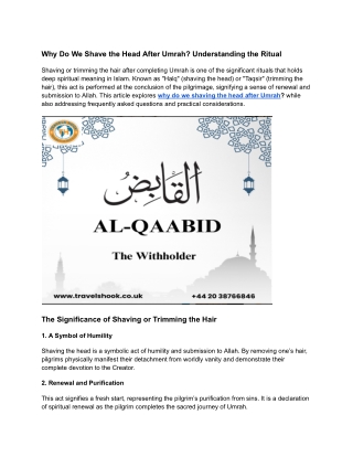 Why Do We Shave the Head After Umrah? Understanding the Ritual