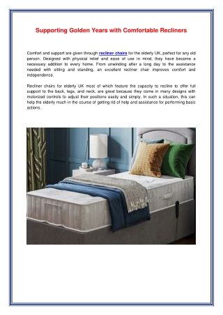 Supporting Golden Years with Comfortable Recliners