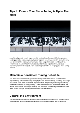 Tips to Ensure Your Piano Tuning is Up to The Mark
