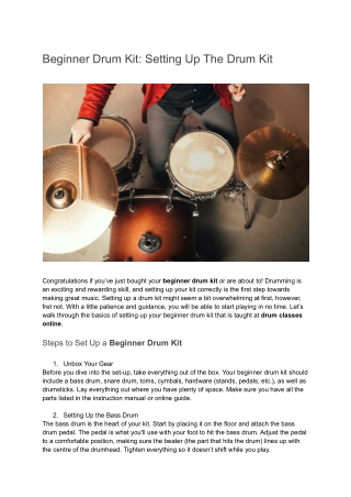 Beginner Drum Kit_ Setting Up The Drum Kit