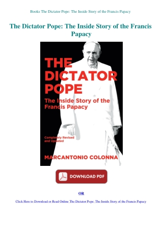 Books The Dictator Pope The Inside Story of the Francis Papacy