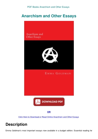 PDF Books Anarchism and Other Essays