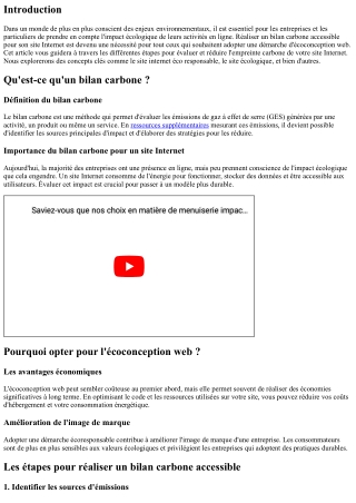 “Réaliser un bilan carbone accessible pour son site Internet”