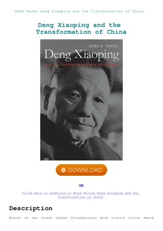 READ Books Deng Xiaoping and the Transformation of China