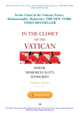 PDF In the Closet of the Vatican Power  Homosexuality  Hypocrisy; THE NEW YORK TIMES BESTSELLER