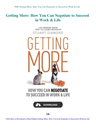 PDF Getting More How You Can Negotiate to Succeed in Work & Life