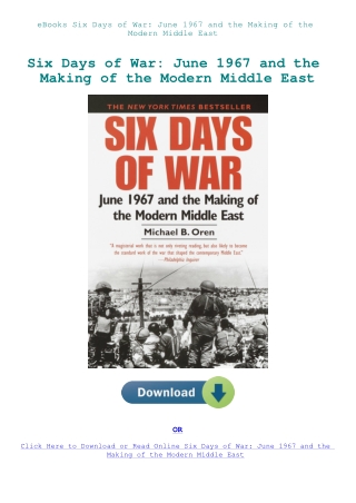 eBooks Six Days of War June 1967 and the Making of the Modern Middle East